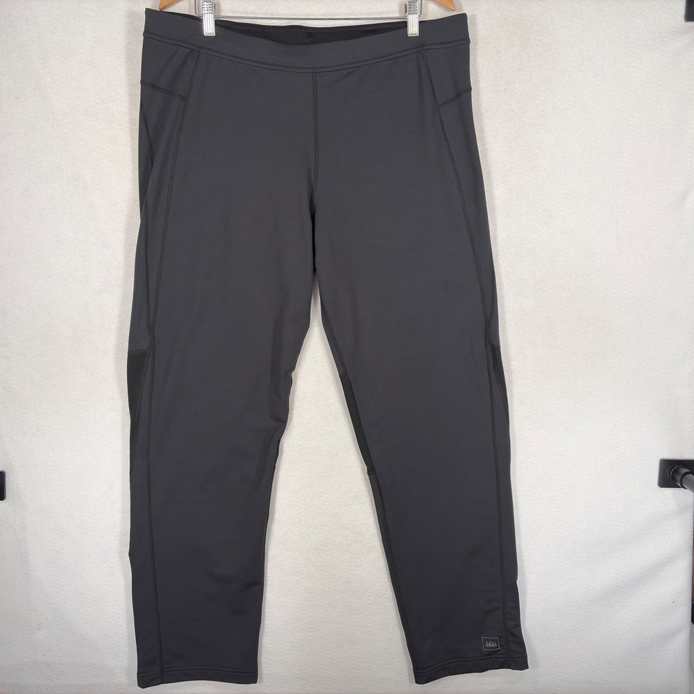 REI Mens XL Running Pants Gray Mesh Back Zippered Ankle Active Tights RN37249